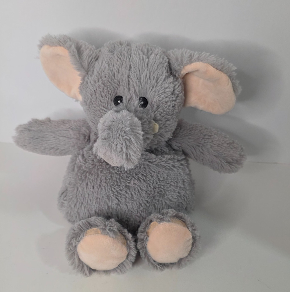 Warmies Gray Elephant Microwavable Plush Stuffed Animal Pink Ears Soft Toy